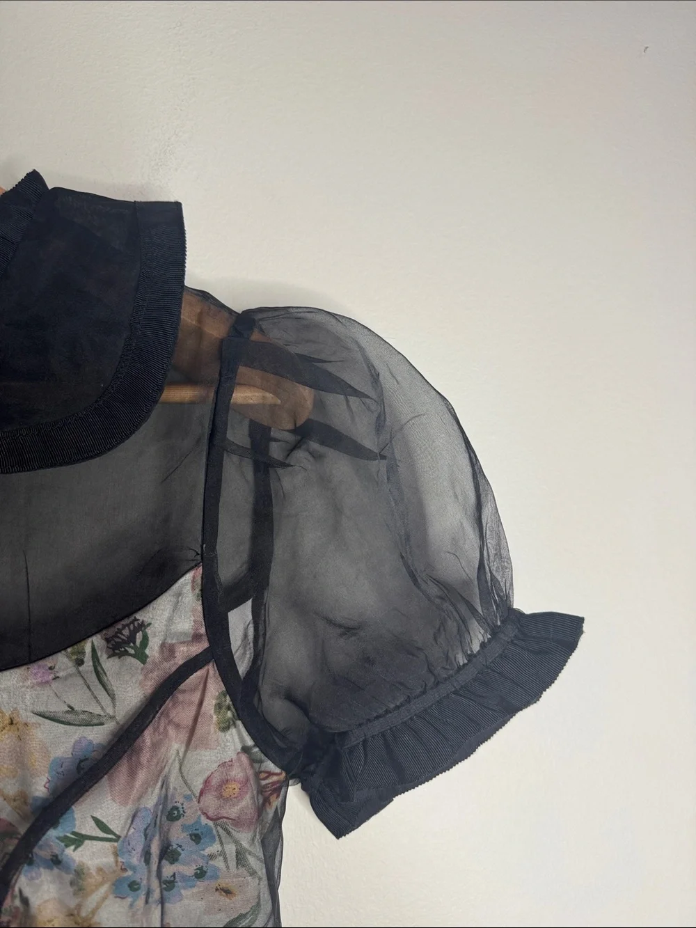 Anthropologie Maeve Organza Sheer  Button-Down Top Lined Floral Print Corset M